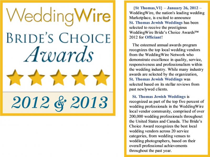 2012 and 2013 Wedding Wire Brides Choice Award with Review